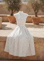 Sidonie | Sleeveless Polka Dot A-Line Garden Party Dress