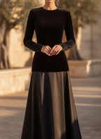 Seraphina | Velvet Funeral Gown Long Sleeve Evening Dress