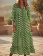 Fenella | Boho Floral Wedding Guest Maxi Dress With Puff Sleeves