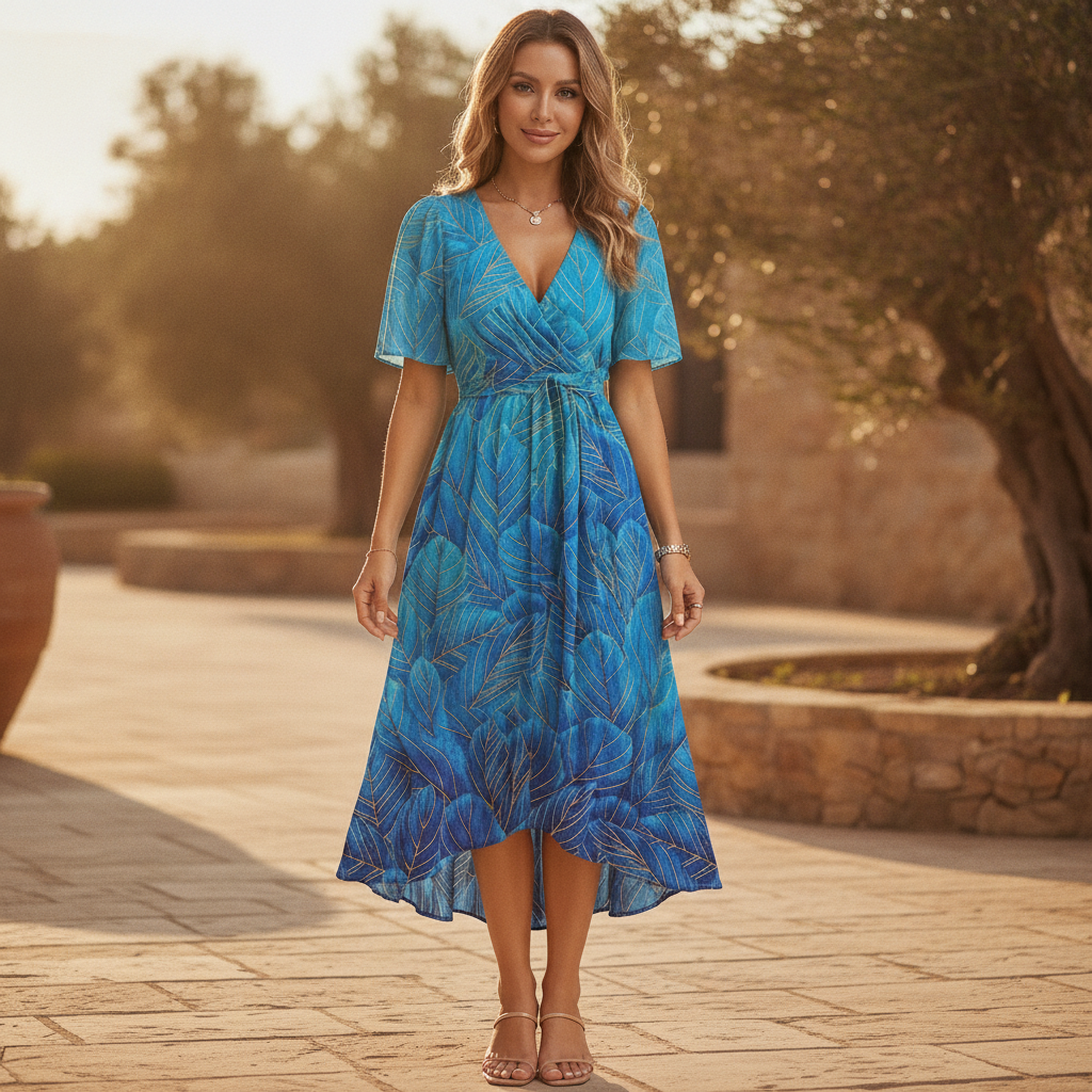 Quintessa | Floral Wrap Tiered Midi Wedding Guest Dresses