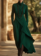 Tatiana | Turtleneck Asymmetric Drape Maxi Dress Evening Wear