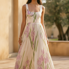 Honorine | Long Sleeve Chiffon Wedding Guest Maxi Dresses