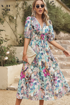 Manon | Floral Puff Sleeve V-Neck Mini Dress