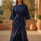 Felicity | Wide Sleeve Wrap Midi Dress For Weddings & Occasions