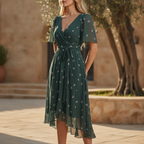 Lucinda | Floral Midi Summer Dress with Flutter Sleeves