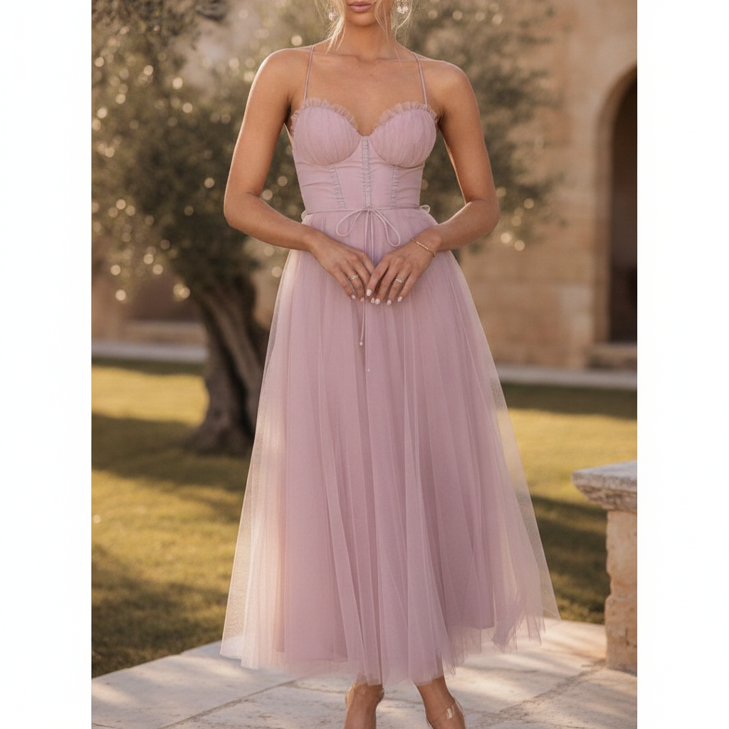 Sylvie | White Tulle Maxi Dress With Tiered Skirt And Straps