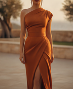 Elodie | Long Sleeve Cocktail Dresses One Shoulder Midi