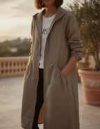 Lavinia | Women's Black Hooded Waterproof Trench Coat