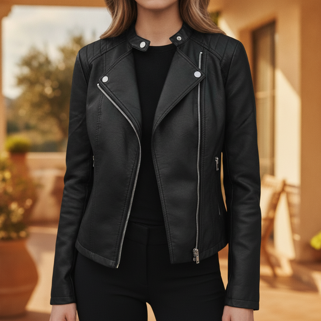 Bryony | Faux Leather Biker Jacket For Women