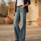 Celeste | High Waisted Wide Leg Pants For Women In Denim