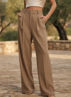 Dominique | High Waisted Wide Leg Tailored Trousers For Work