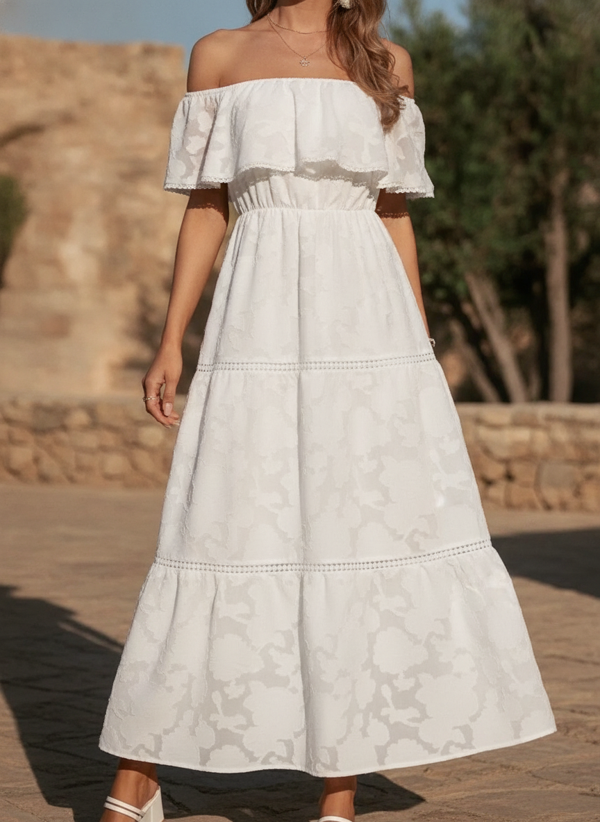 Lucienne | Long Sleeve Wedding Guest Dresses Maxi Tiered