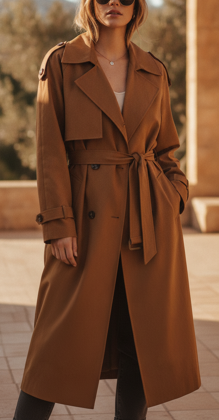 Georgiana | Women Black Longline Belted Trench Coat
