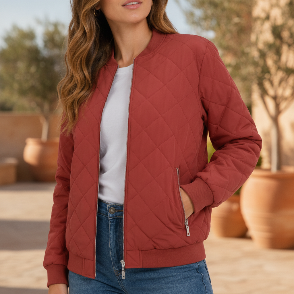Leonie | Womens Quilted Bomber Jacket For Everyday Elegance