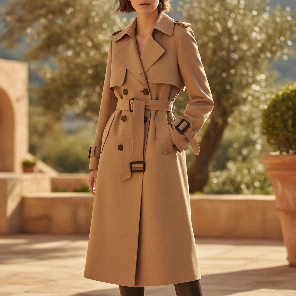 Isolde | Black Trench Coat Women Belted Lapel Chic Classic