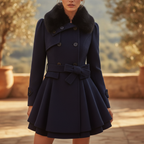 Ninon | Black Trench Coat Women Belted Flared Autumn Outerwear