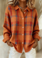 Sabine | Plaid Knit Cardigan Sweater Relaxed Button-Up