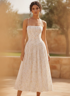 Helena | Elegant Floral V-Neck Midi Dresses For Wedding Guests