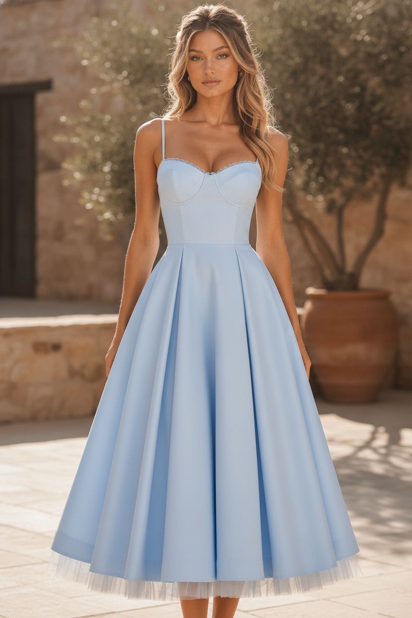 Solene | Plus Size Corset Midi Occasion Dresses