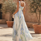 Apolline | Floral Bridesmaid Dresses Square Neck Pleated Maxi