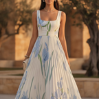 Solene | A Line Floral Maxi Wedding Guest Dresses