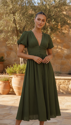 Oriane | Long Sleeve Maxi Dress With Button Front Detail