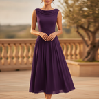 Henriette | Elegant Draped Pleated Midi Dresses For Women