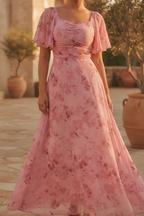 Delia | Floral Bridesmaid Dresses Maxi Wedding Guest Gown