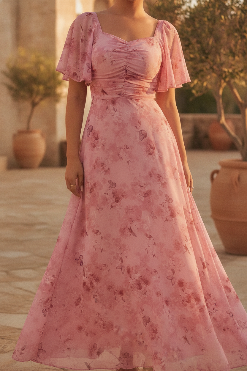 Delia | Floral Bridesmaid Dresses Maxi Wedding Guest Gown