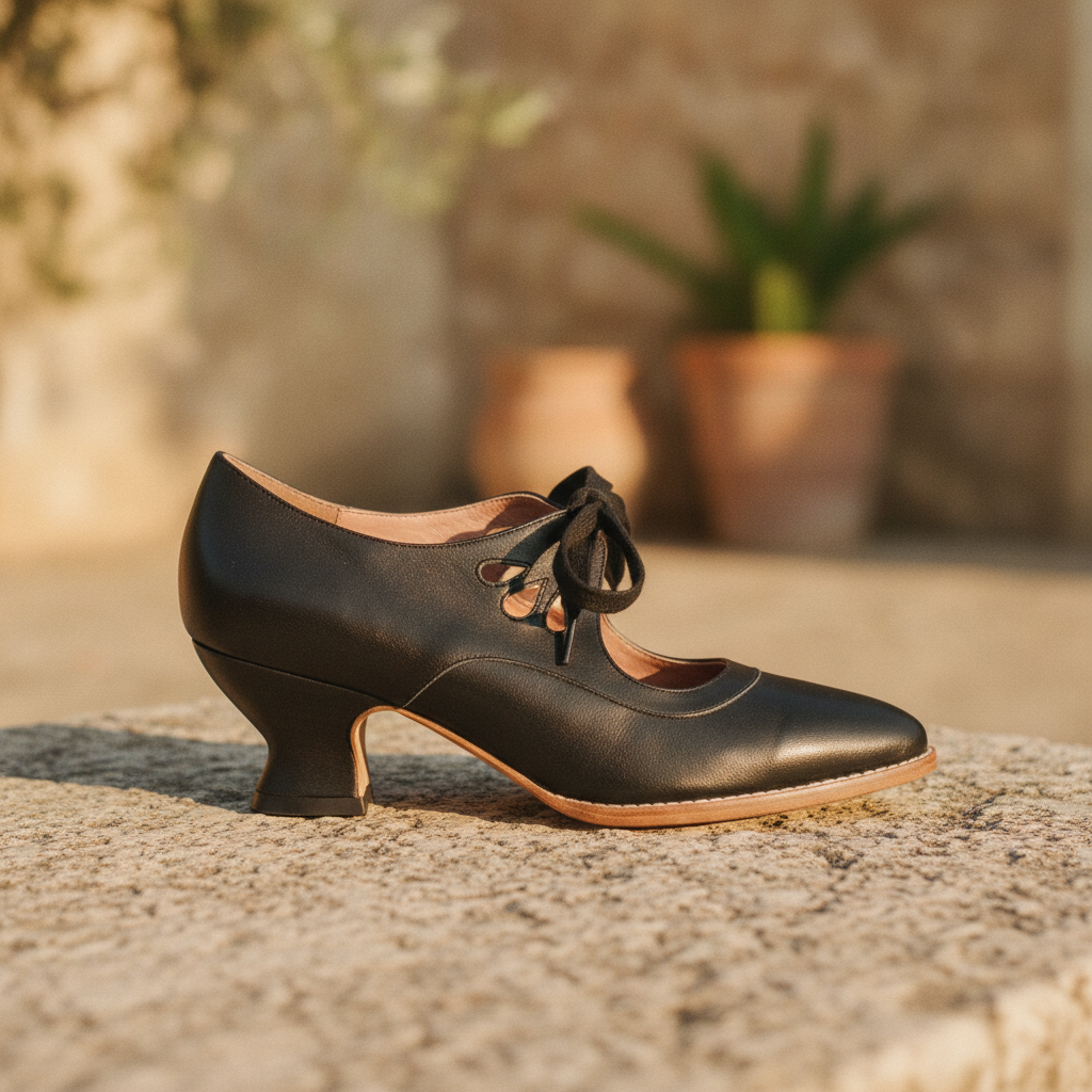 Camille | Silver Low Heel Lace-Up Leather Pumps