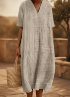 Beatrix | Long Frocks For Women V-Neck Striped Midi Dress