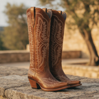 Fleur | Round Toe Embroidered Cowboy Boots Western Block Heel