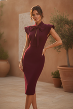 Constance | Office Attire For Women Bow Tie Midi Dress