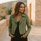 Genevieve | Fringe Leather Biker Jacket For Women