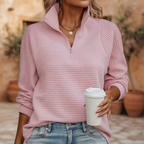 Eloise | Women Mesh Knit Sweater Half-Zip Smart Casual