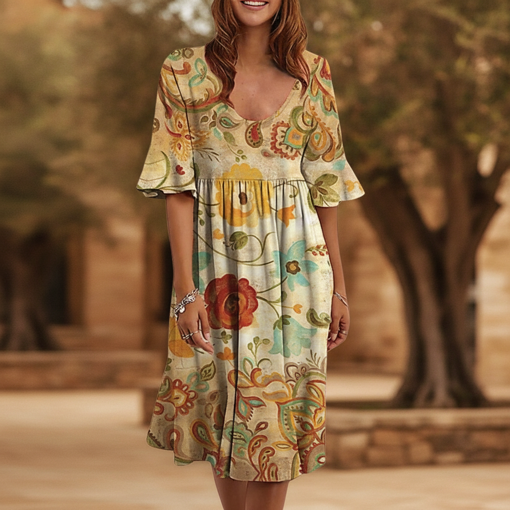 Pascale | Boho Floral Flutter Sleeve Wedding Guest Dress