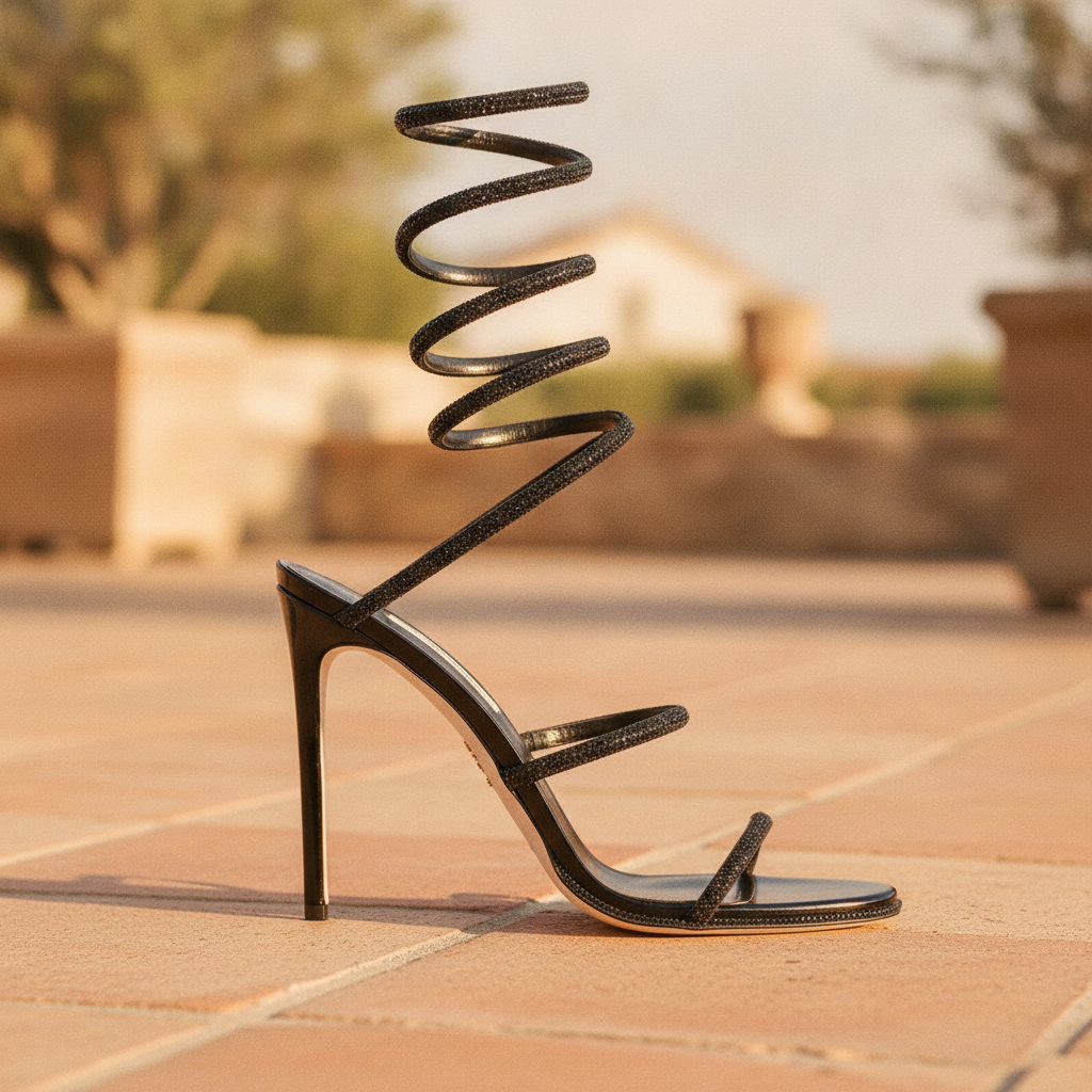 Mirabelle | Gold Block Heels For Wedding Spiral Wrap Sandals