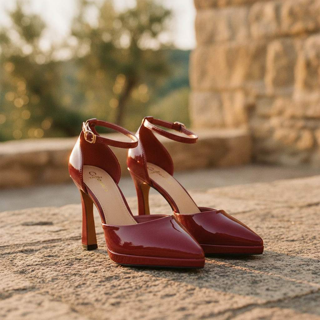 Quintessa | Patent Leather Pointed Toe Ankle Strap Pumps