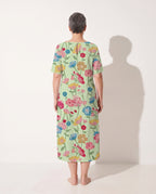Theodora | Floral Long Sleeve Midi Dress for Garden Parties — achterkant