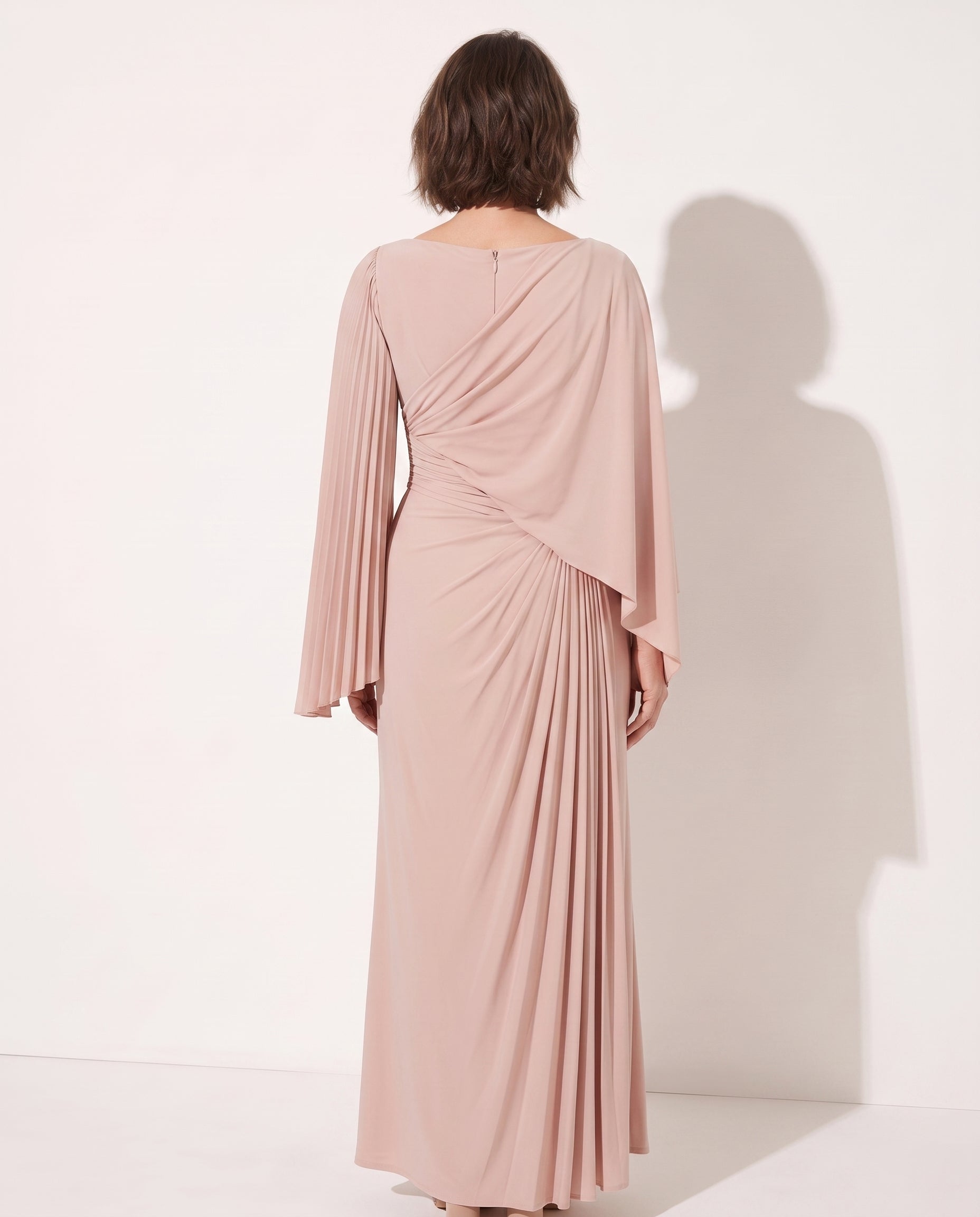 Ingrid | Women Wrap Sleeve Maxi Dress One Shoulder Occasion — achterkant