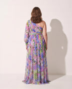 Penelope | Long Sleeve Floral Wedding Guest Maxi Dress — achterkant
