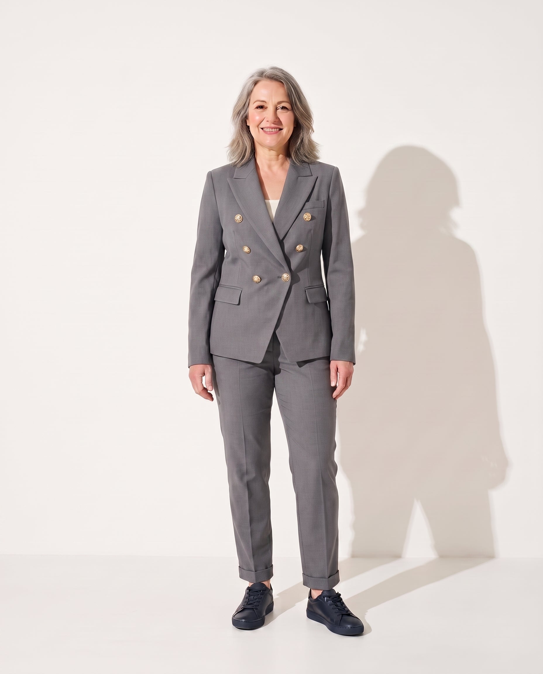 Persephone | Tailored Double-Breasted Jacket for Women — Grey