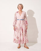 Isadora | Long Sleeve Floral Maxi Wedding Guest Dresses — Pink