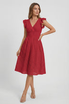 Edith | Eyelet Babydoll Garden Party Dress With Smocked Waist