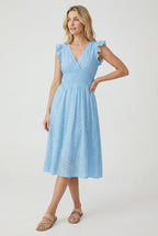 Edith | Eyelet Babydoll Garden Party Dress With Smocked Waist