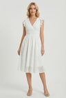 Edith | Eyelet Babydoll Garden Party Dress With Smocked Waist