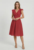 Edith | Eyelet Babydoll Garden Party Dress With Smocked Waist