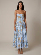 Quintessa | Corset Spaghetti Strap Midi Dress Summer Garden
