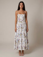 Quintessa | Corset Spaghetti Strap Midi Dress Summer Garden
