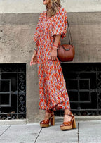 Fenella | Boho Floral Wedding Guest Maxi Dress With Puff Sleeves